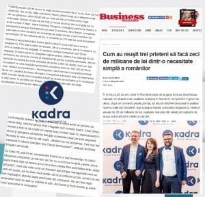 Business magazine - despre KADRA