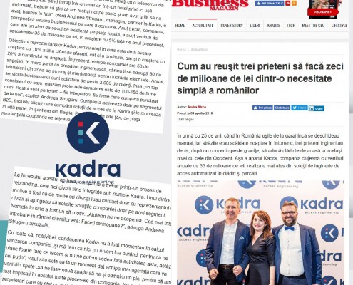 Business magazine - despre KADRA